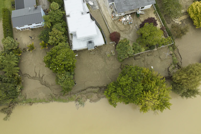 Homes inundated by mud following Cyclone Gabrielle