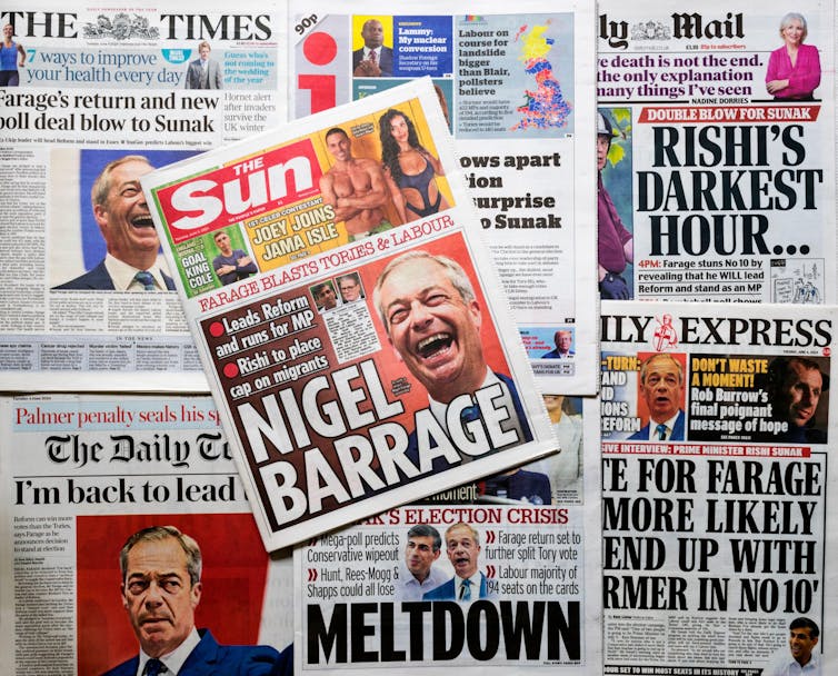 Jornais com capas relacionadas a Nigel Farage.