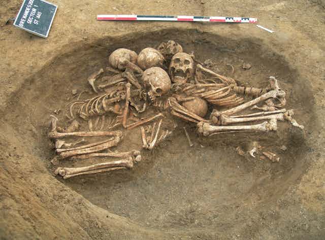 La tombe collective de Bréviandes les Pointes, près de Troyes, dont tous les squelettes ont vu leur génome séquencé.