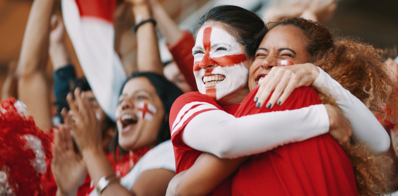 Football fans cheering