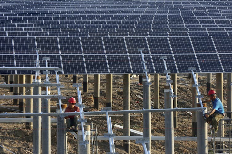 solar panels being installed