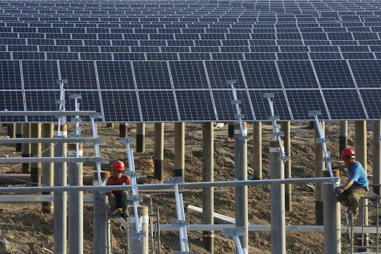 solar panels being installed