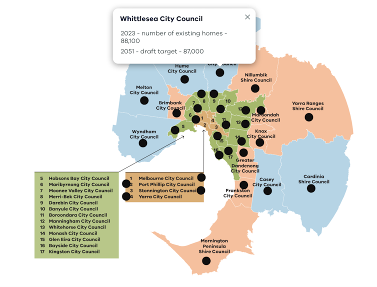 map of melbourne with housing targets on it