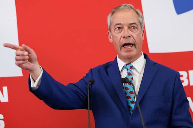 Nigel Farage speaking at an event