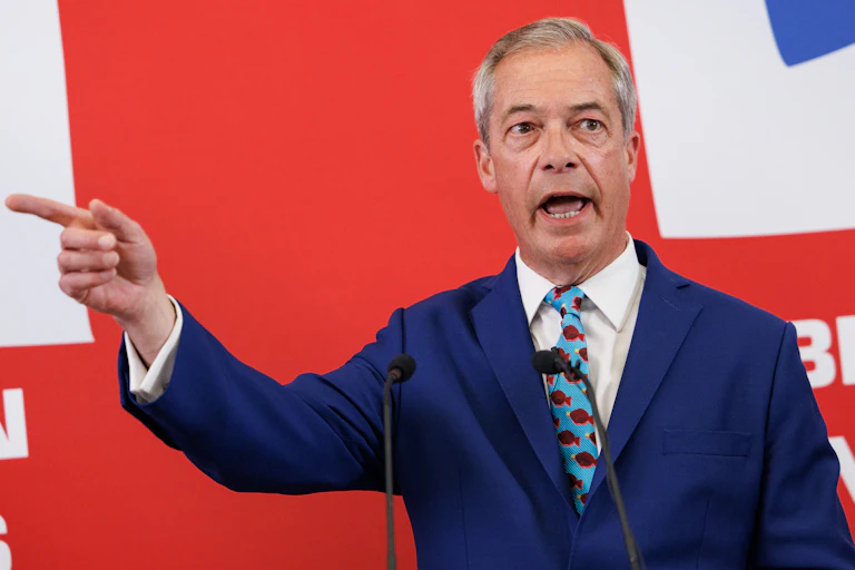 Nigel Farage speaking at an event