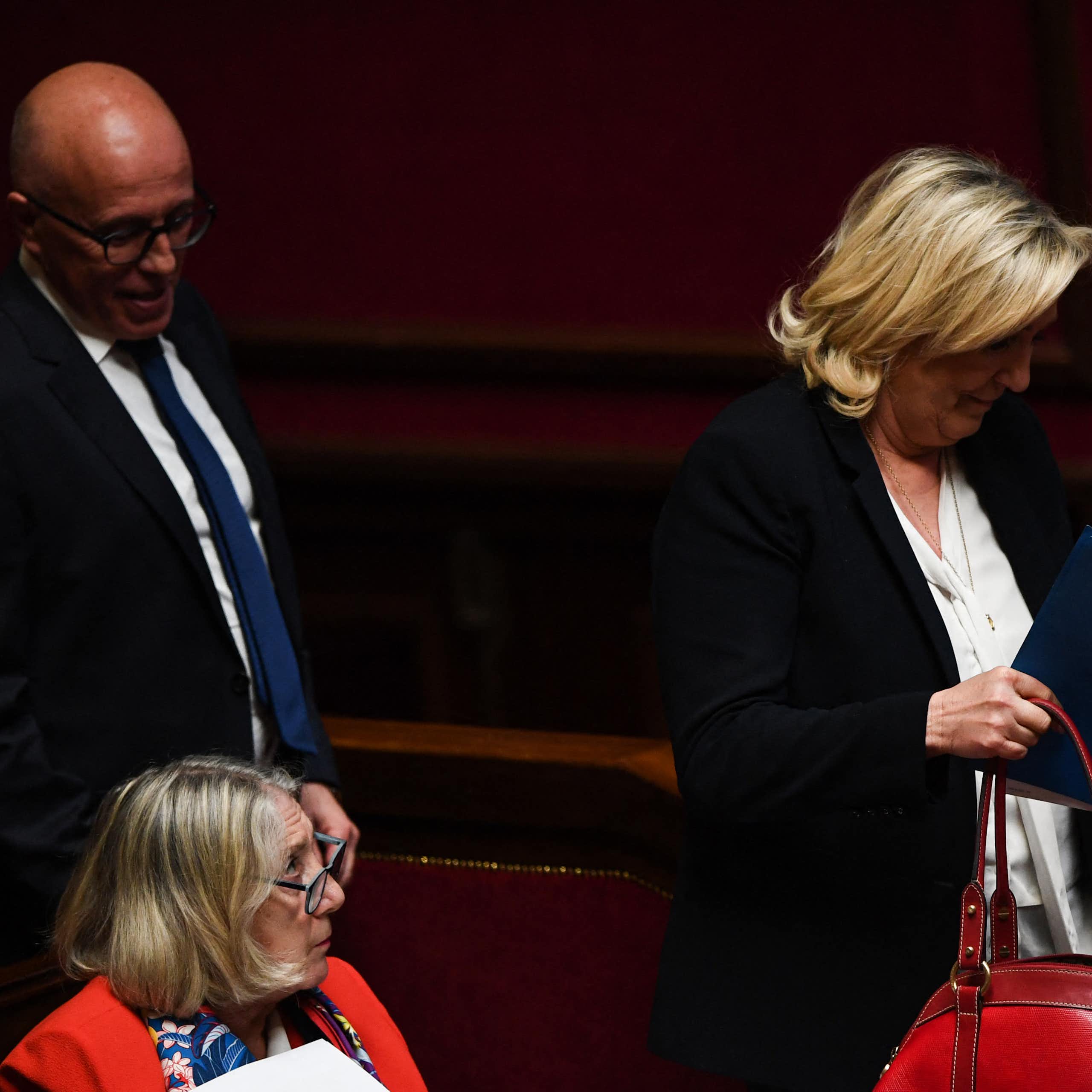 Éric Ciotti et Marine Le Pen à l'Assemblée nationale le 4 avril 2023.