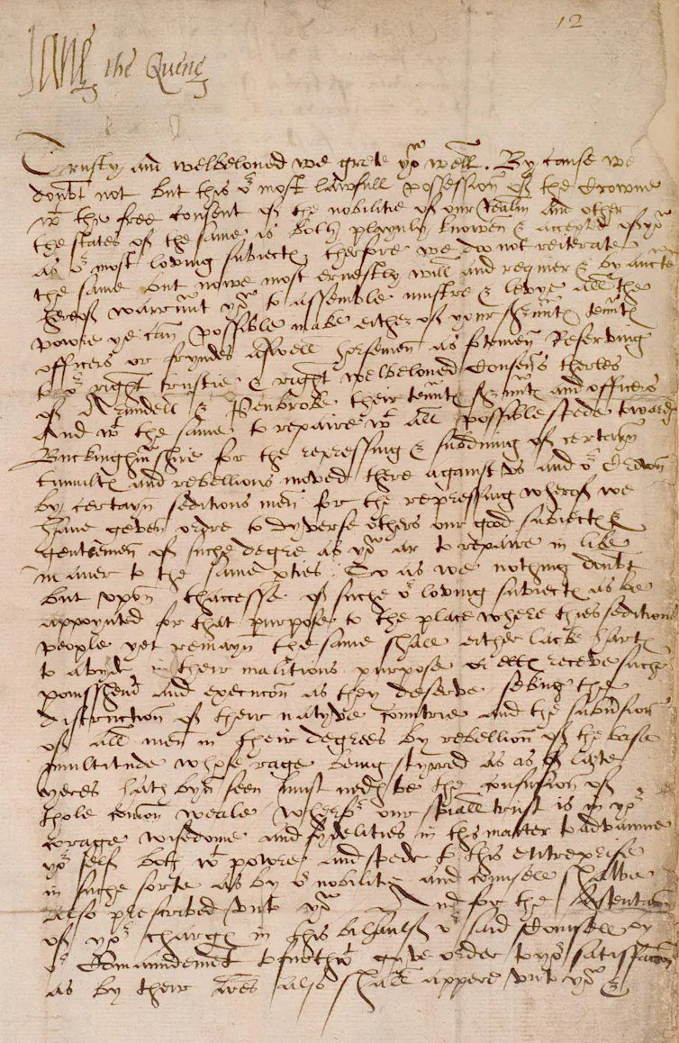 Handwritten letter