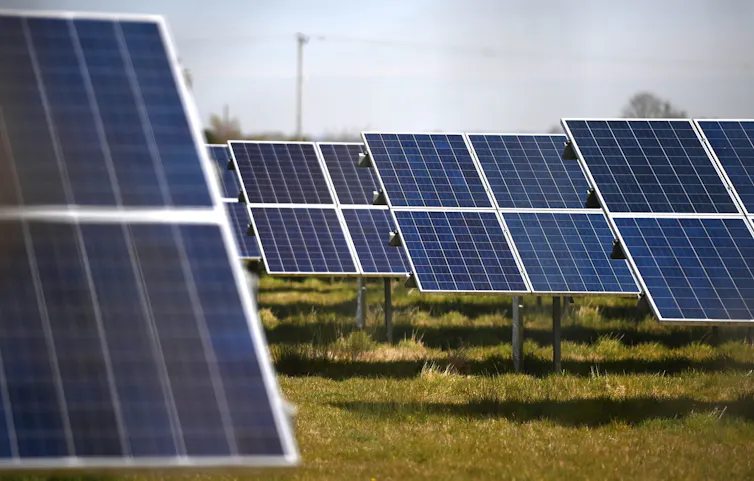Rows of solar panels.
