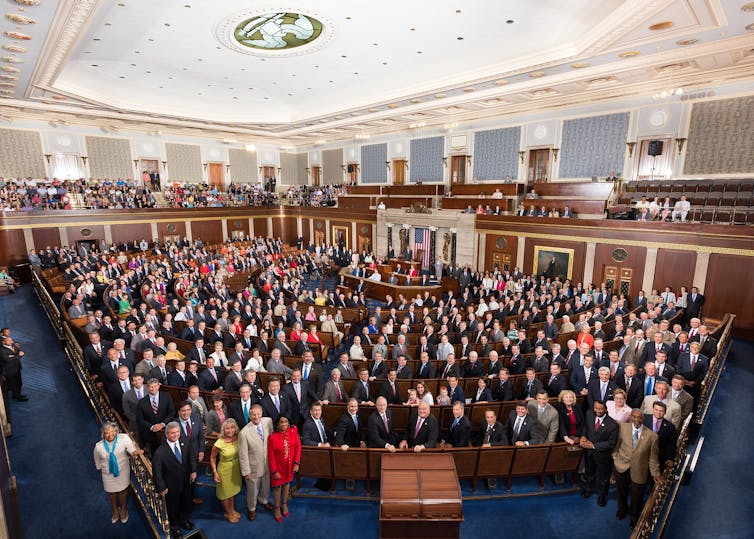The interior of the US Congress.