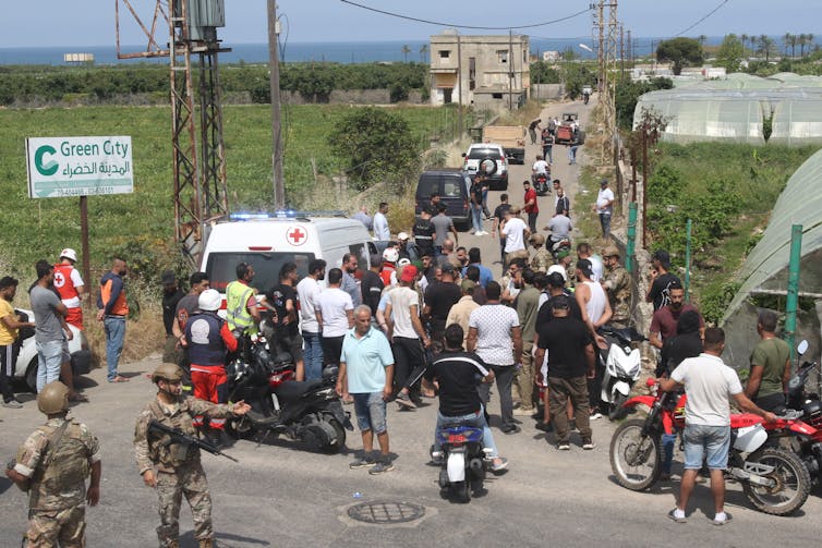 Bombing site in southern Lebanon.