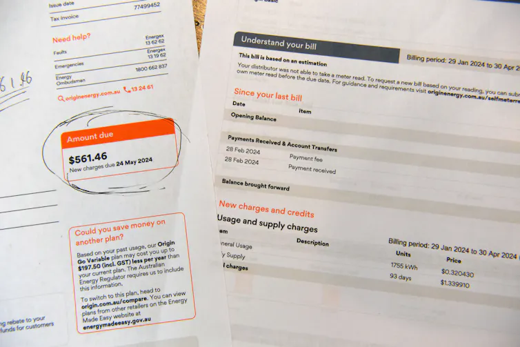 An electricity bill sits on a table.