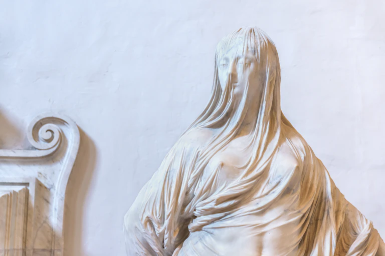 The Vestal Tuccia ( La Velata ), a sculpture by Antonio Corradini