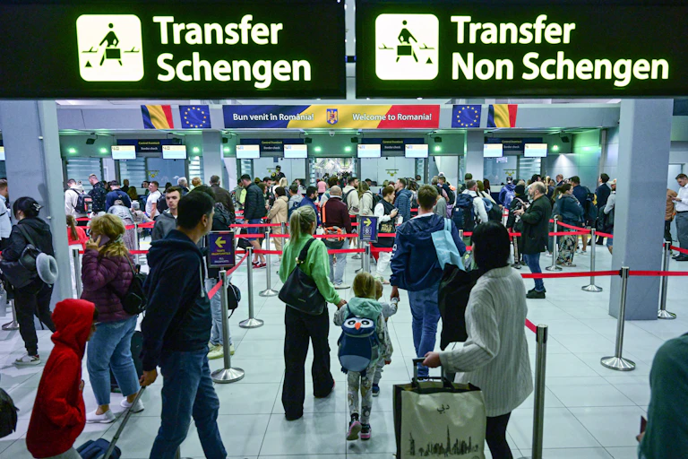 A lot of people at an airport