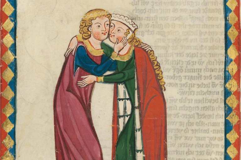 Dibujo del _Codex Manesse_, siglo XIV.