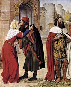 _Rencontre d’Anne et Joachim à la Porte dorée_ de Jean Hey, fin du XVᵉ siècle