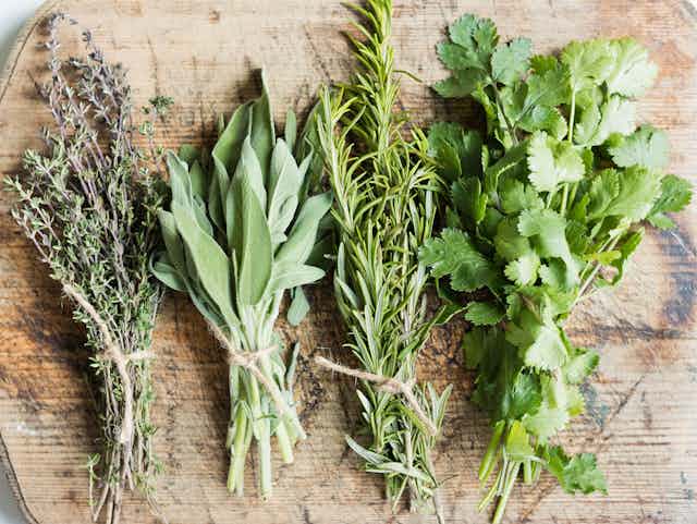 Four bunches of herbs