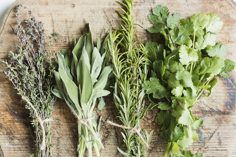 Four bunches of herbs