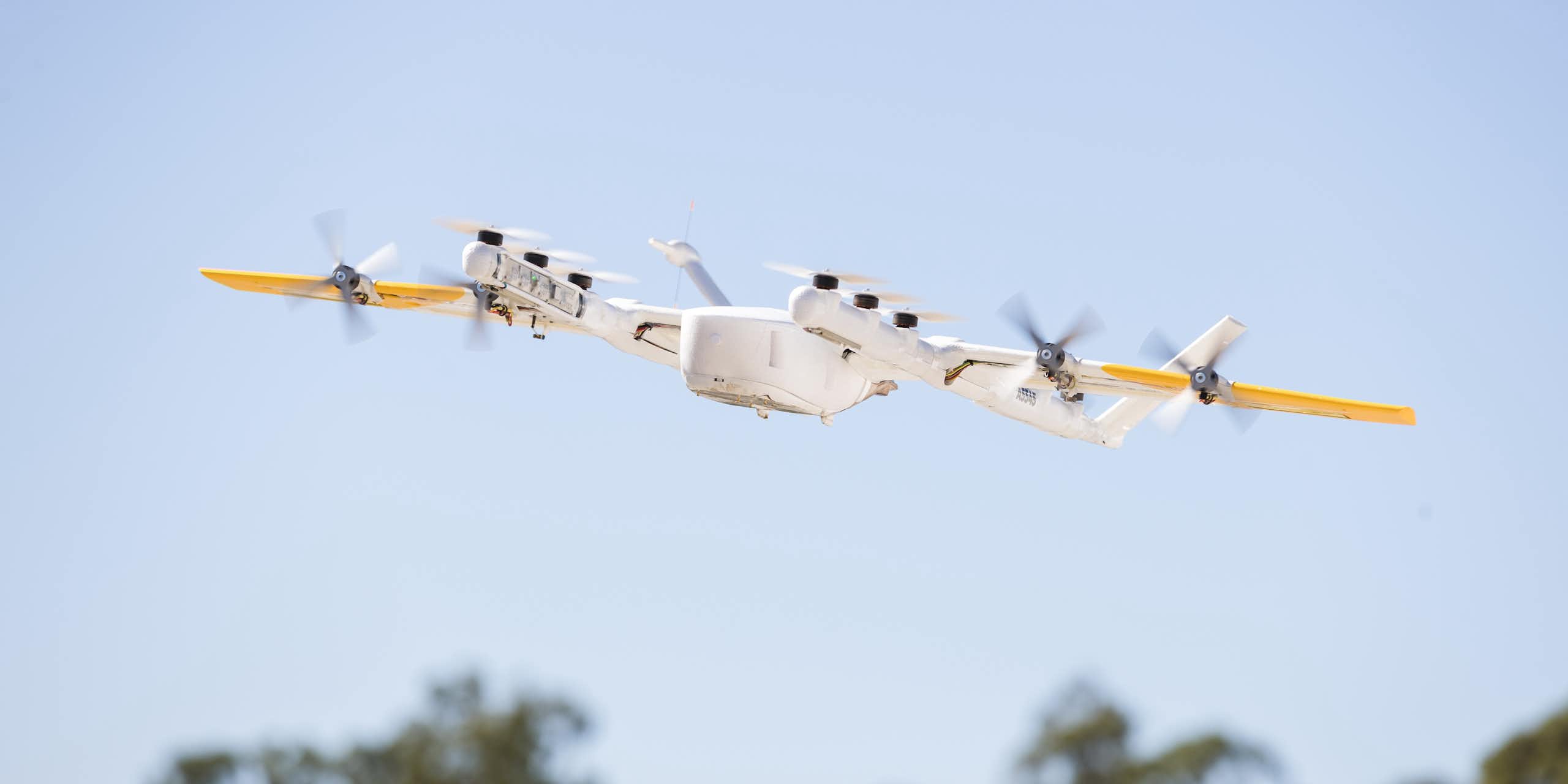 Photo of a small drone aircraft in flight.