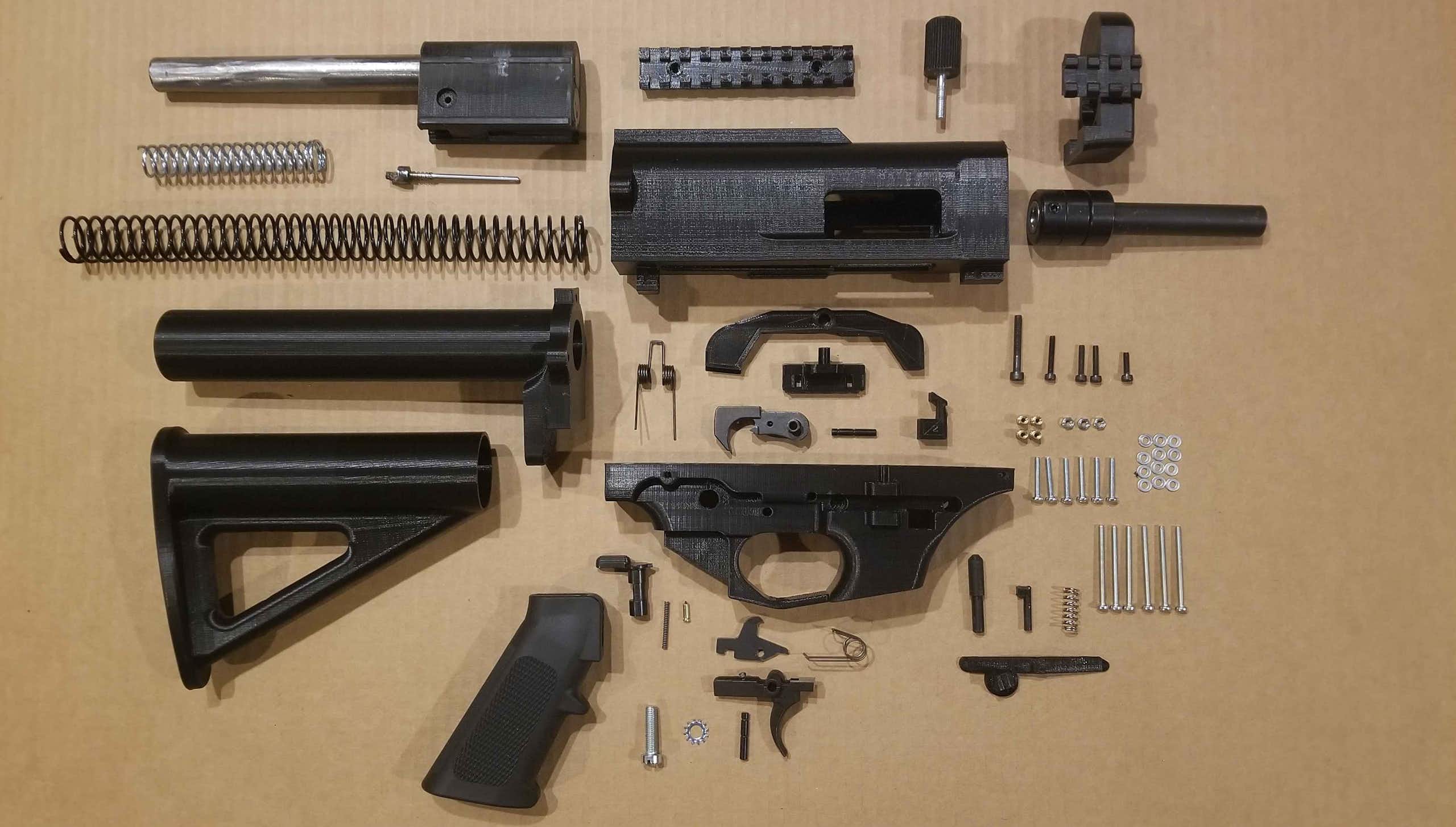 Disassembled components of the FGC-9 shadow gun.