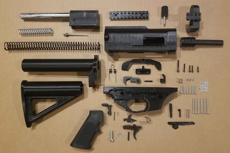 Disassembled components of the FGC-9 shadow gun.