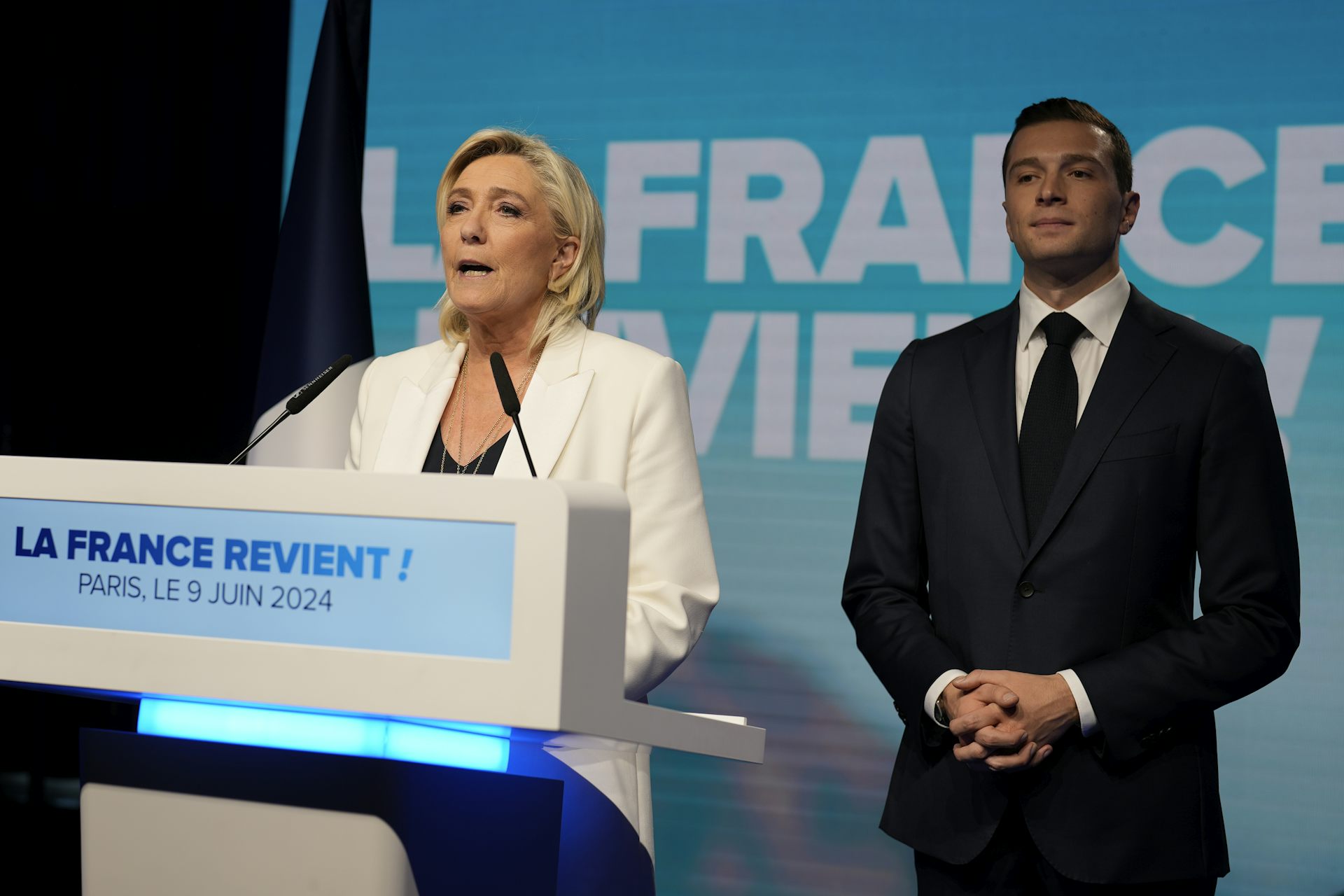 Marine Le Pen and Jordan Bardella from National Rally.