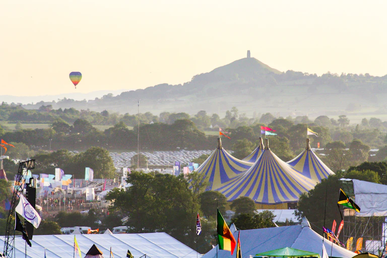 Glastonbury Festival landscape.