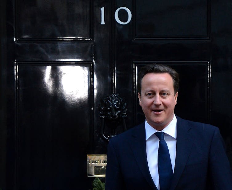 Former Prime Minister David Cameron standing outside Number 10 Downing Street