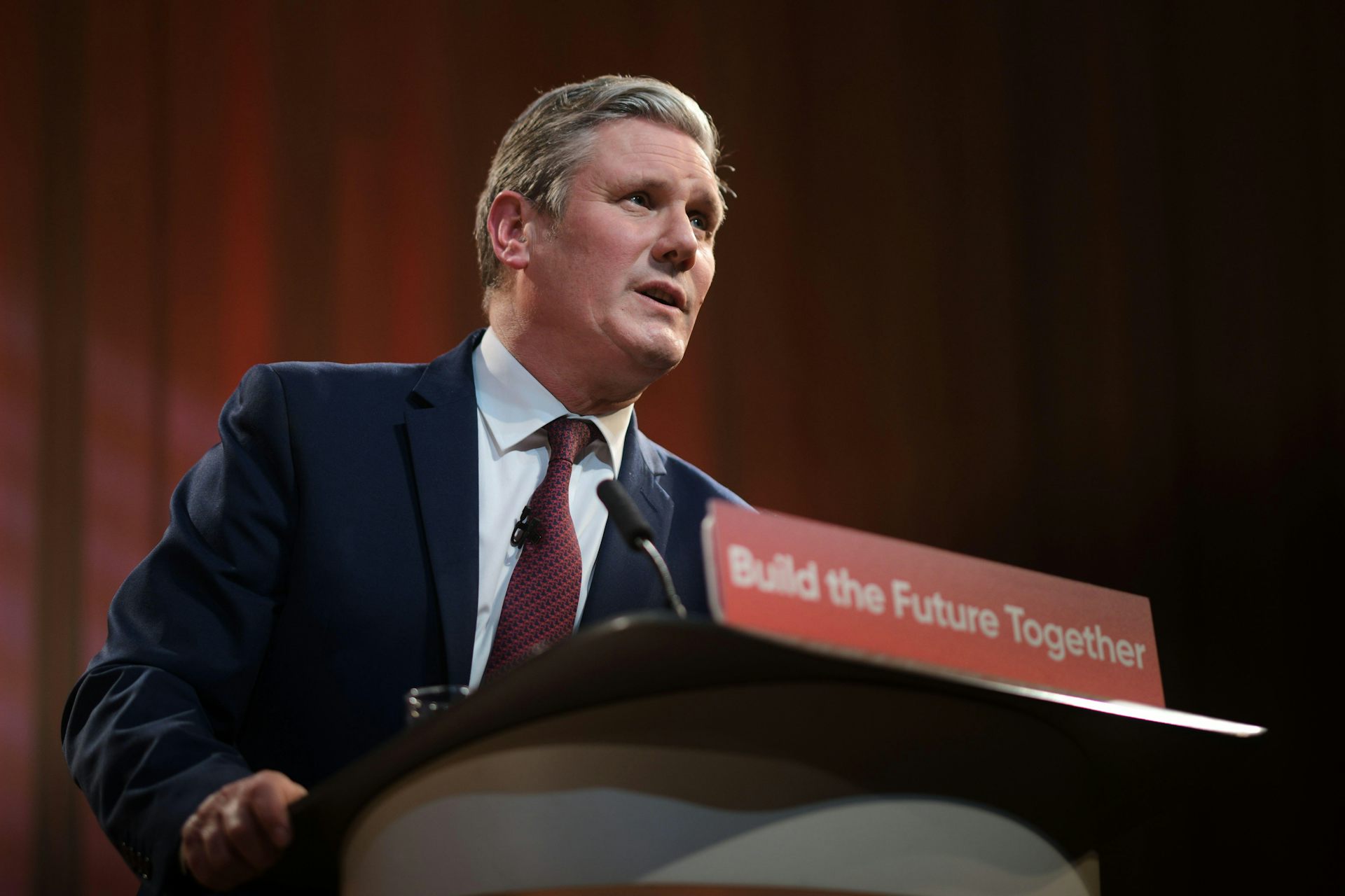 Kier Starmer at a lectern