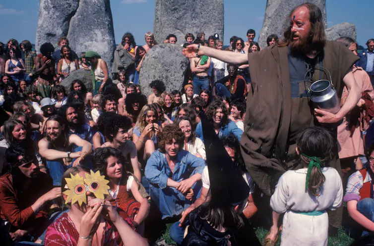 People gathered around Stonehenge