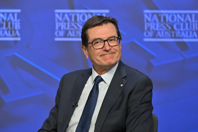 Net Zero Economy Authority Chair Greg Combet at the National Press Club in Canberra, Tuesday, April 2, 2024.