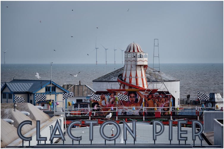 Clacton pier with fairground.