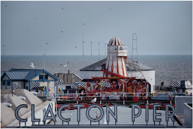 Clacton pier with fairground.