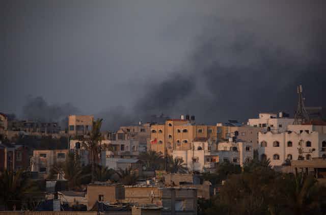 Smoke rises from GAza following an Israeli airstrike