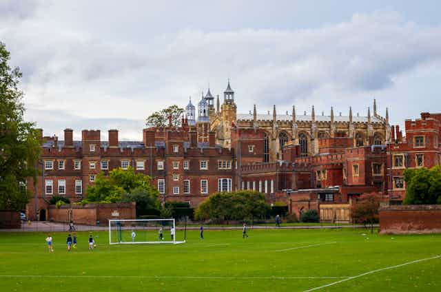 View of sports fields and grand historic buildings
