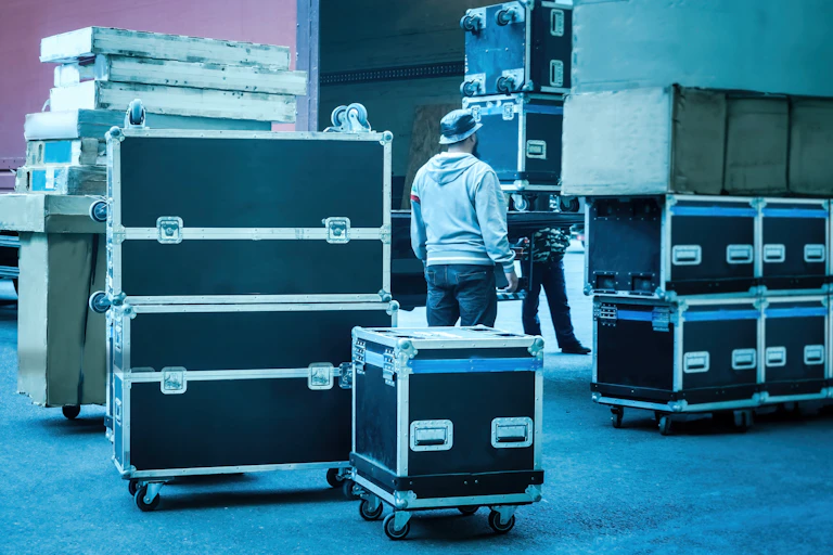 Roadies with travel boxes
