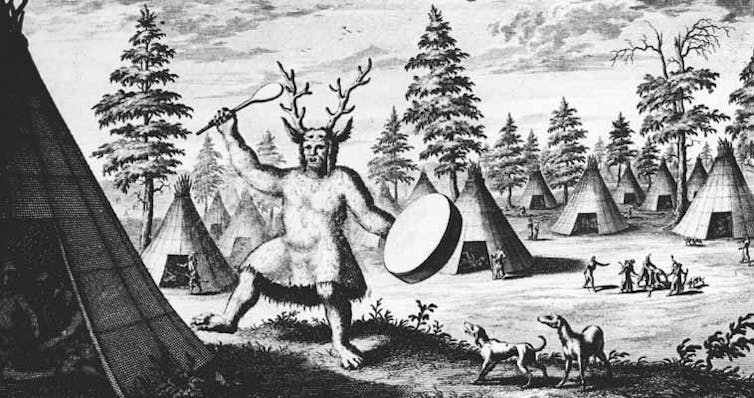 A 17th-century depiction of a Siberian shaman, by the Dutch explorer Nicolaes Witsen