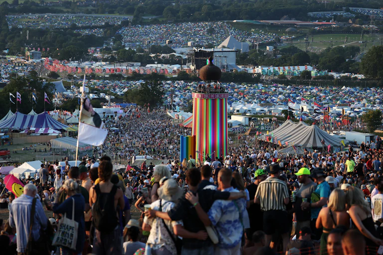 Glastonbury Festival landscape.