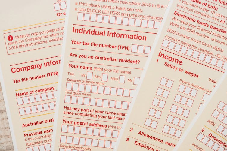 Blank tax return documents