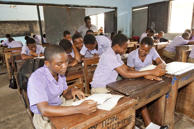 A classroom with students