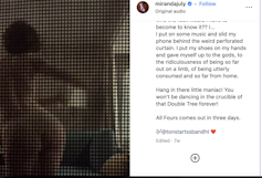 A woman dancing naked behind a curtain.
