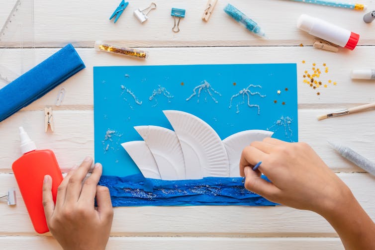 Sydney opera house collage made by child