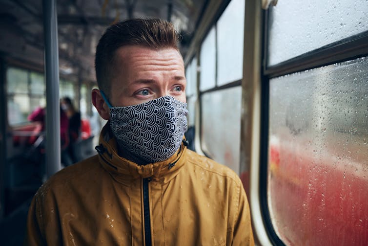 A man wearing a face mask.