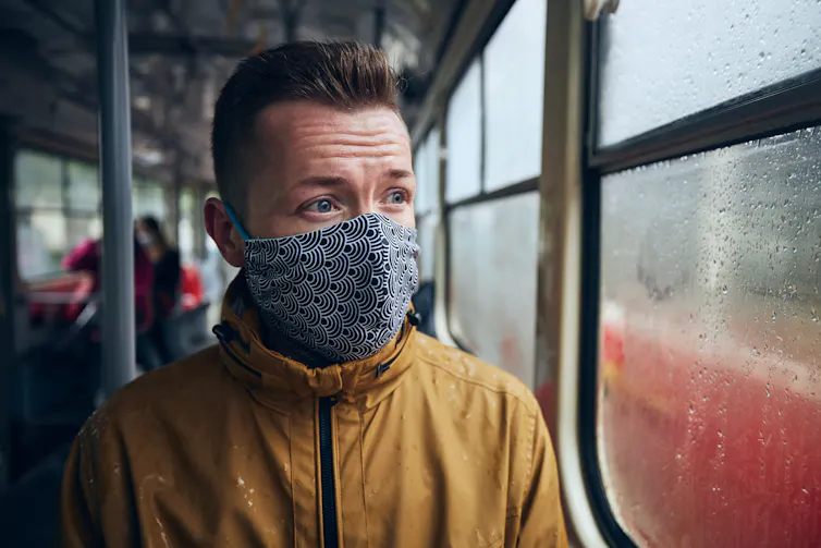 A man wearing a face mask.