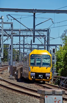 Sydney train on tracks