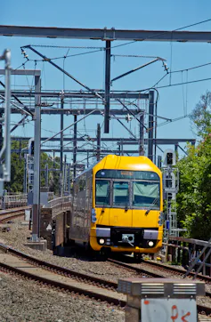 Sydney train on tracks