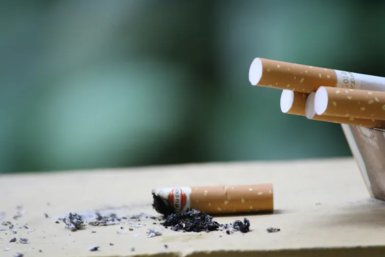 Cigarettes on a table.