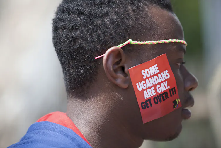 A man at a protest march.
