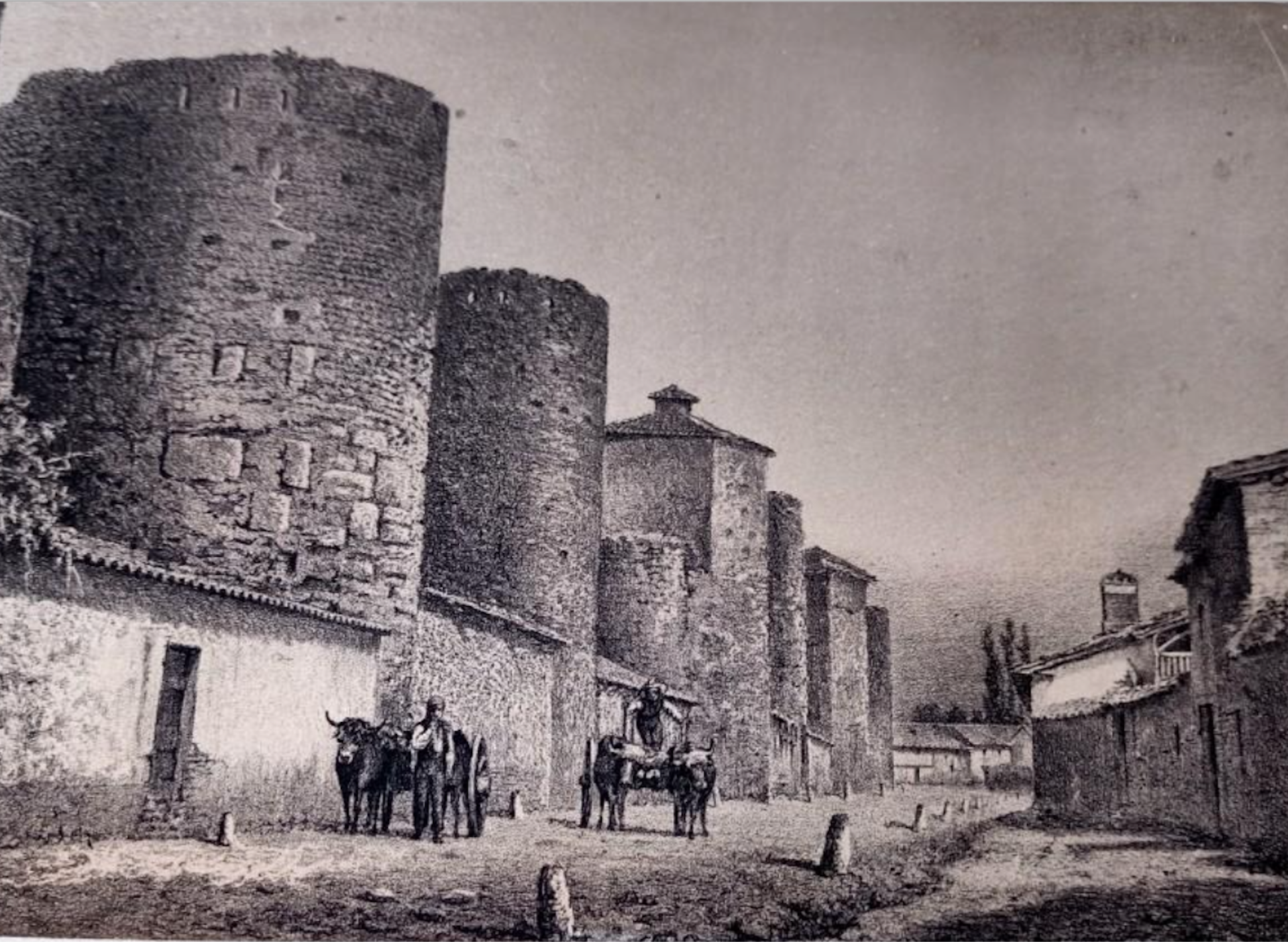 León, murallas tardoantiguas y medievales. Según Parcerisa, año 1855.