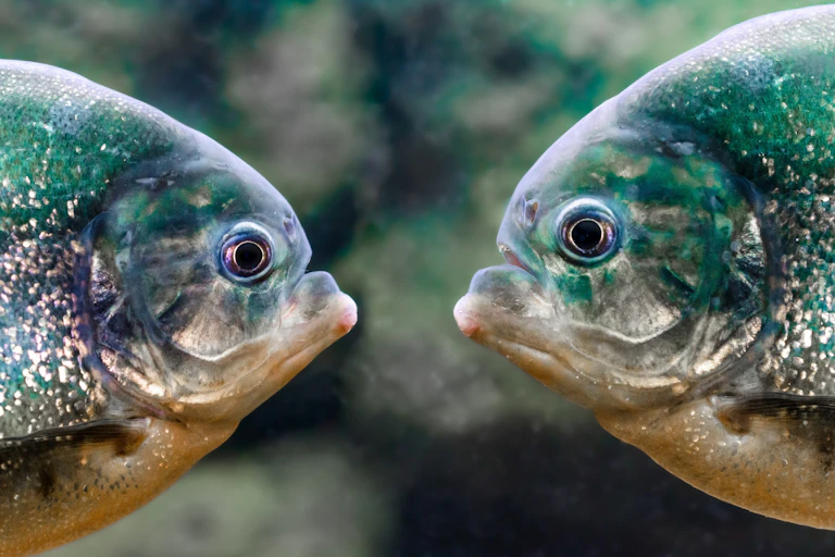 Two piranhas face to face.