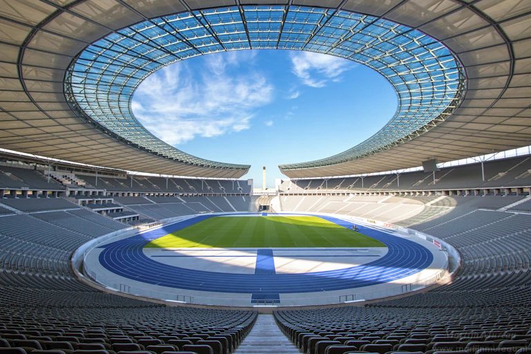 An empty stadium.